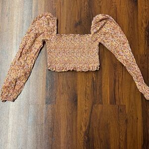 MINKPINK Floral Smocked Puff Sleeve Top Medium